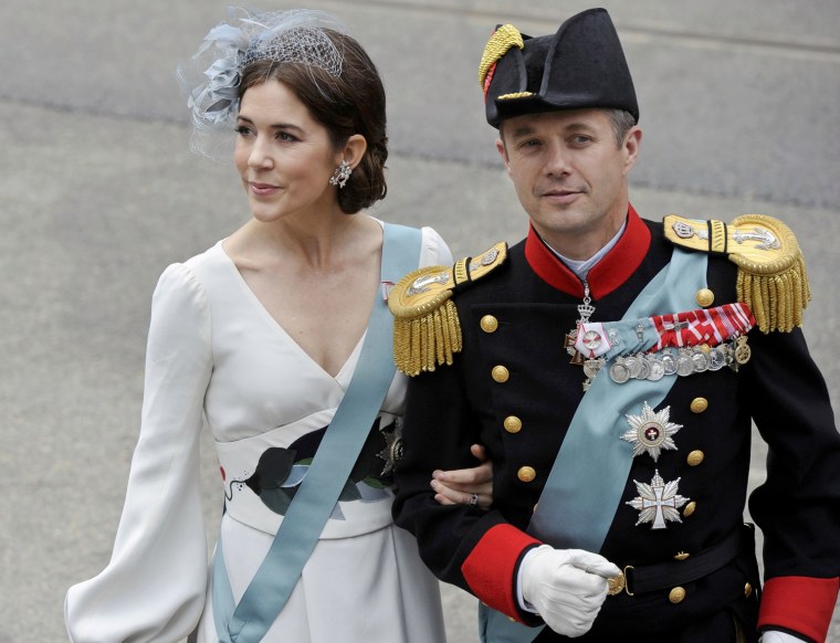 Crown Prince Frederik (R) and Crown Princess Mary of Denmark arrive for a religious ceremony at Nieuwe Kerk church in Amsterdam April 30, 2013.  The N...