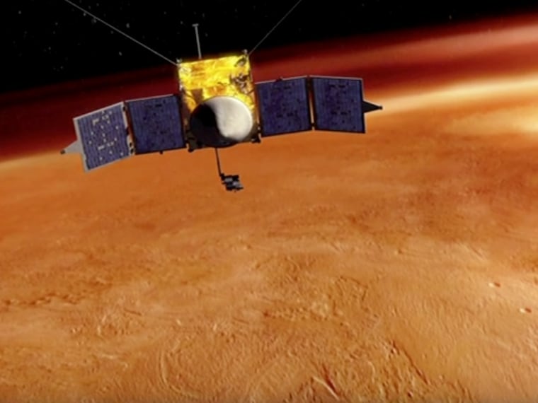 The MAVEN orbiter, shown in this artist's conception, is to be launched toward Mars in November. NASA is taking names that will be digitized for inclusion on the spacecraft.