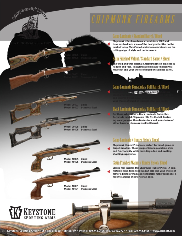 Pennsylvania-based Keystone Sporting Arms manufactures and markets rifles for children. They are