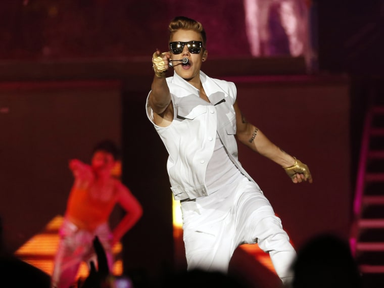 Justin Bieber performs in front of a crowd of 15,000 fans at the Sevens Stadium in Dubai on Saturday