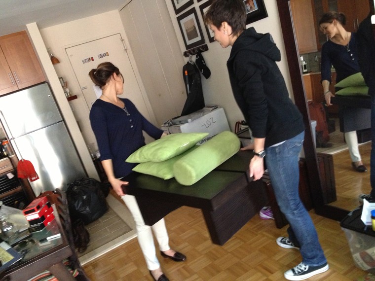 Jenna Wolfe and Stephanie Gosk get ready to move to their new apartment.