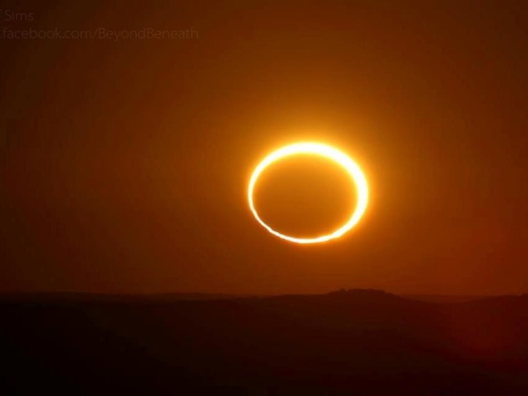 Photographer Geoff Sims captured this view of the annular solar eclipse from a ridge west of Plutonic Gold Mine, about 120 miles (200 kilometers) from Newman, Australia.