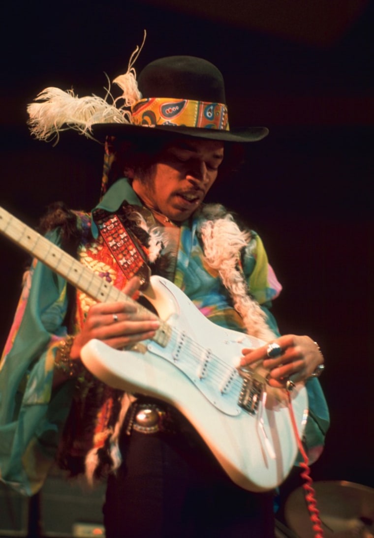 Jimi Hendrix performs in this 1969 image released by Sony Records.