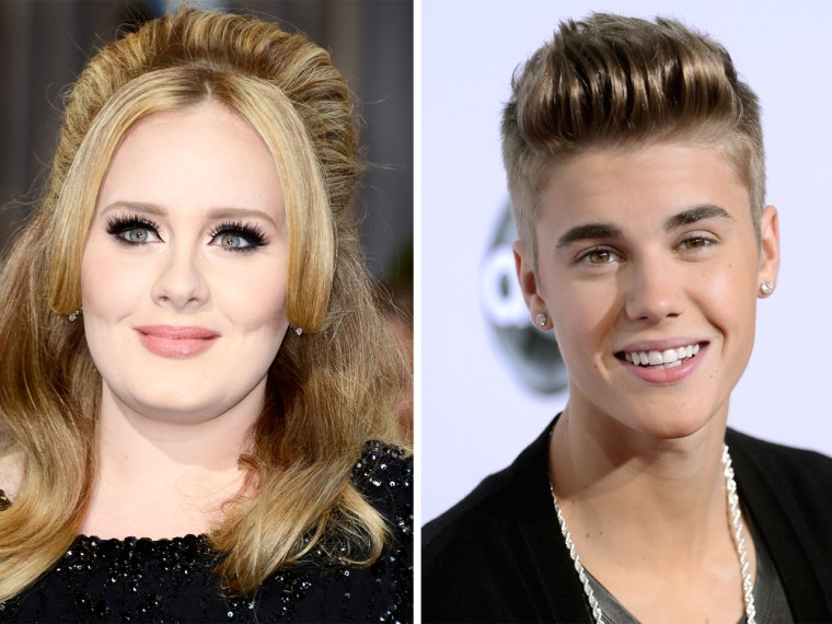 Adele and Justin Bieber.