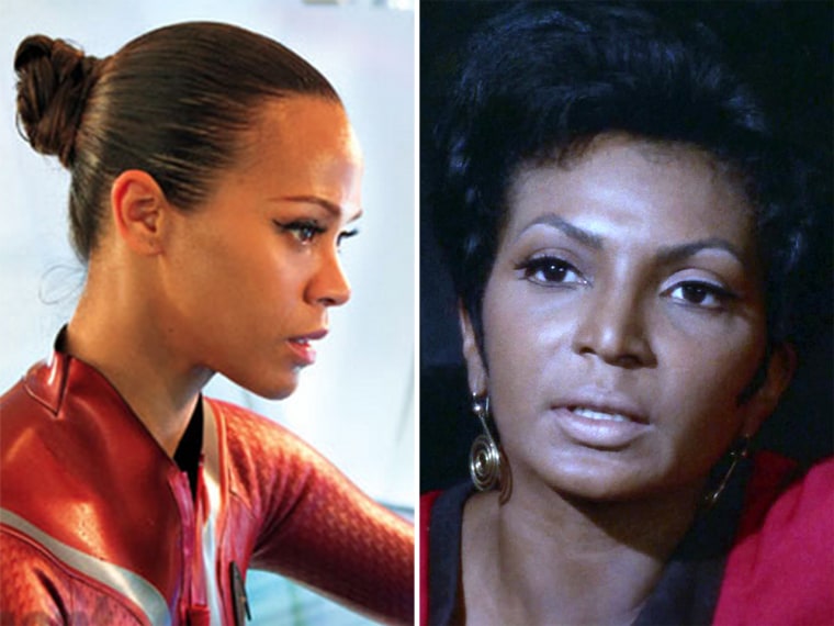Zoe Saldana's Uhura serves mostly as eye candy, whereas Nichelle Nichols juggled many roles.