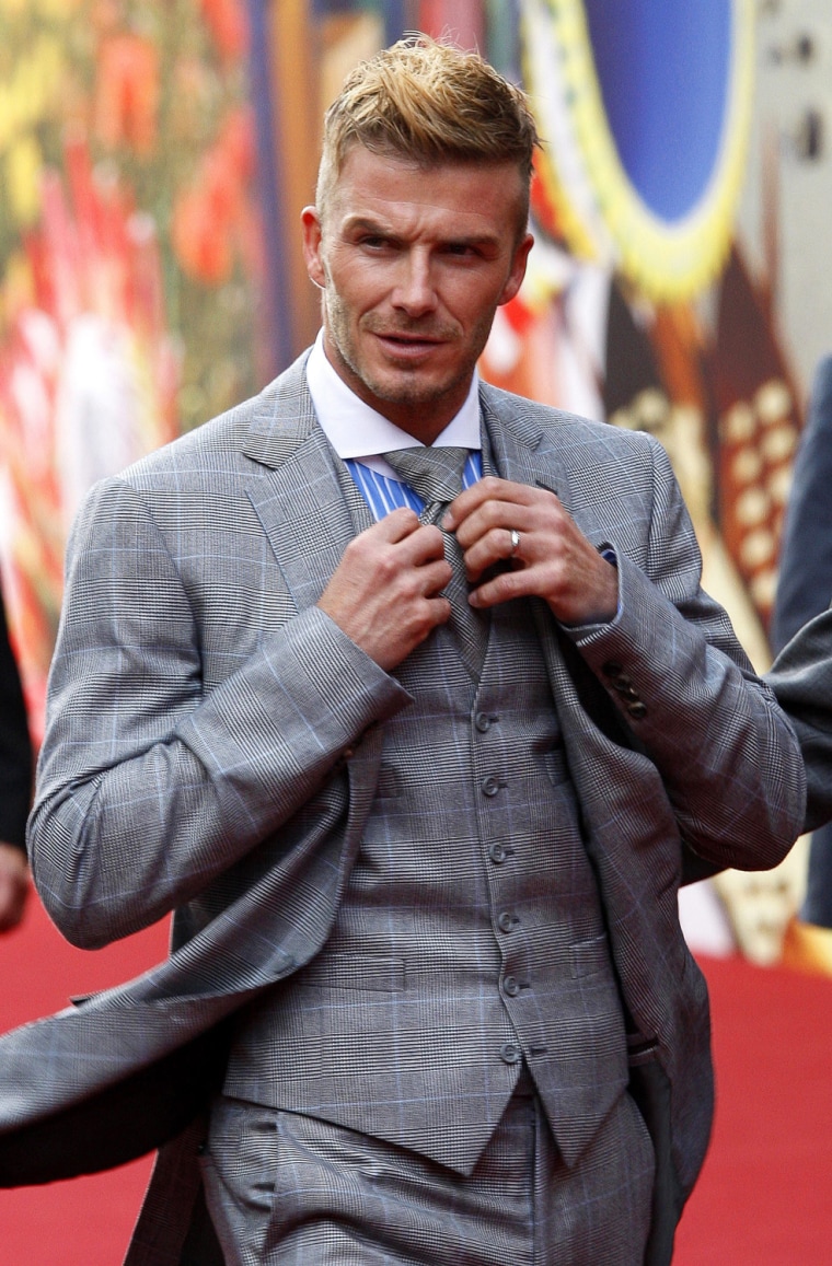 Beckham arrives on the red carpet for the FIFA World Cup 2010 draw in Cape Town, South Africa.