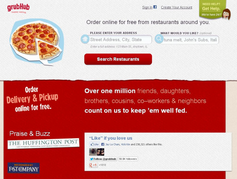 Image: GrubHub, above, has merged with Seamless. Together they will include delivery options to 34,000 restaurants.