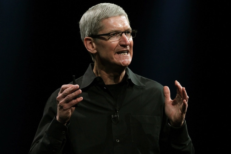 Apple CEO Tim Cook delivers the keynote address during the Apple 2012 World Wide Developers Conference (WWDC) at Moscone West on June 11, 2012 in San ...