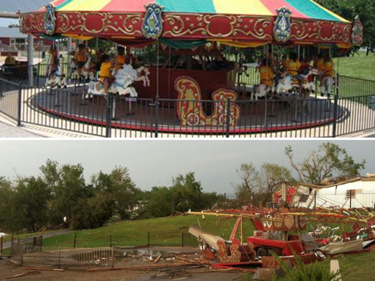 Orr Family Farm, which is a tourist attraction and family entertainment center, had its carousel destroyed by the storm along with several other buildings, but all of its employees made it through the storm unscathed.