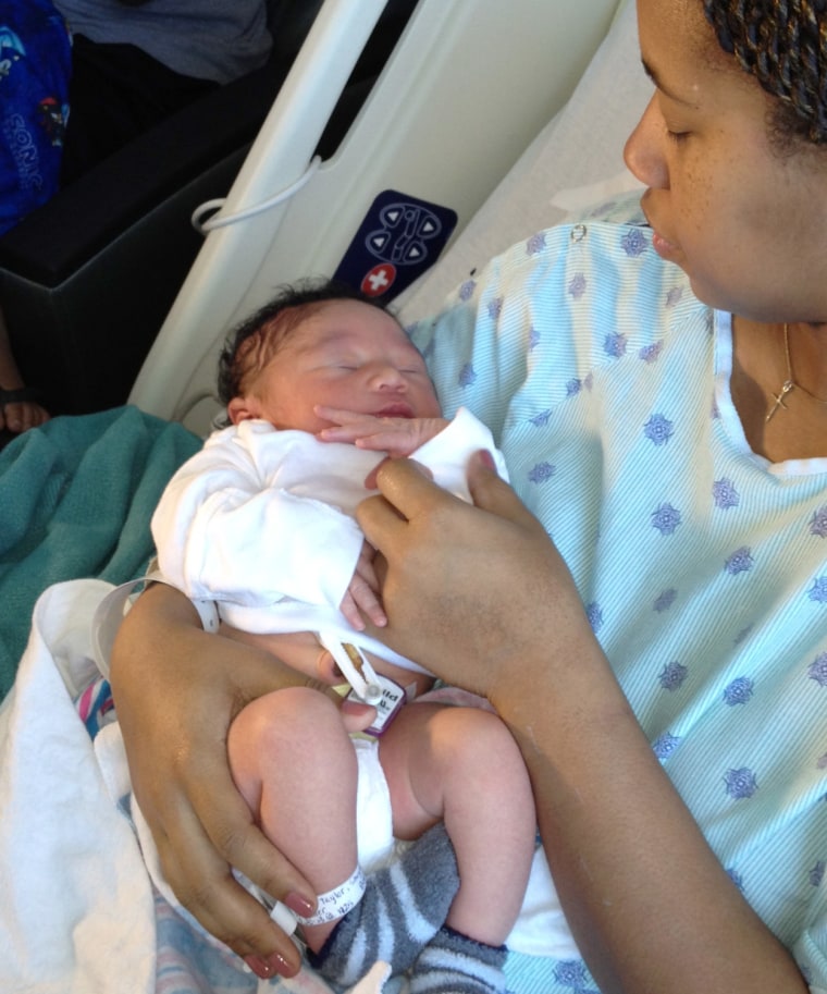 Newborn Braeden Immanuel Taylor is fine after his harrowing birth, his mother says.