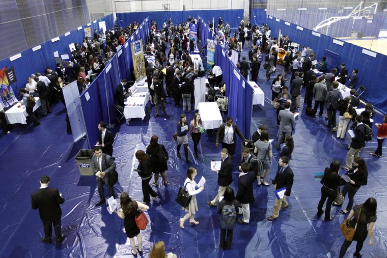 American University students participate at a career job fair at American University in Washington in this March 28, 2012 file photo.