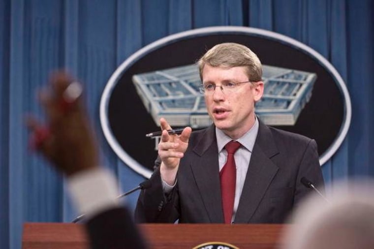 David F. Helvey, deputy assistant secretary of defense for East Asia, briefs reporters about the military and security developments involving China during a news conference held at the Pentagon on May 6.
