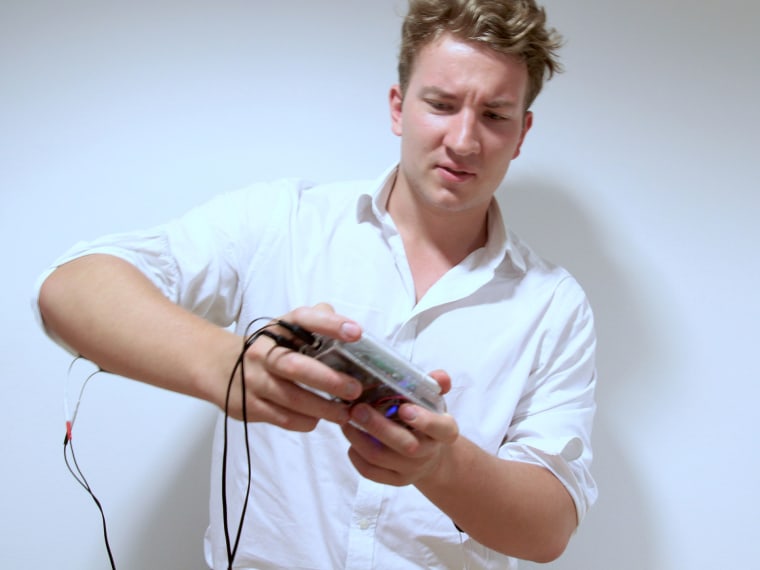 The Hasso Plattner Institute's prototype requires players to attach electrodes directly to their forearms to stimulate the muscles