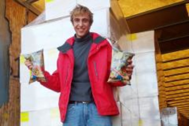 Image:Cameron Sheldrake, president and founder of Off the Cob, a new venture, makes of sweet corn tortilla chips.