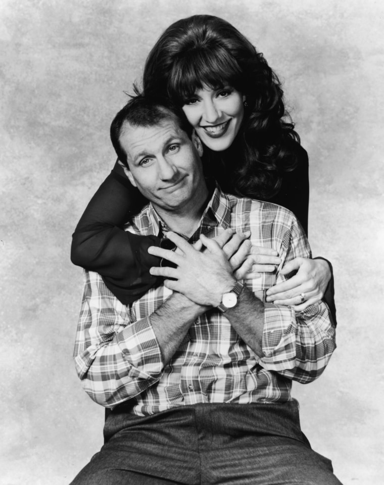 Ed O'Neill and Katey Sagal in a promotional shot for \"Married With Children.\"