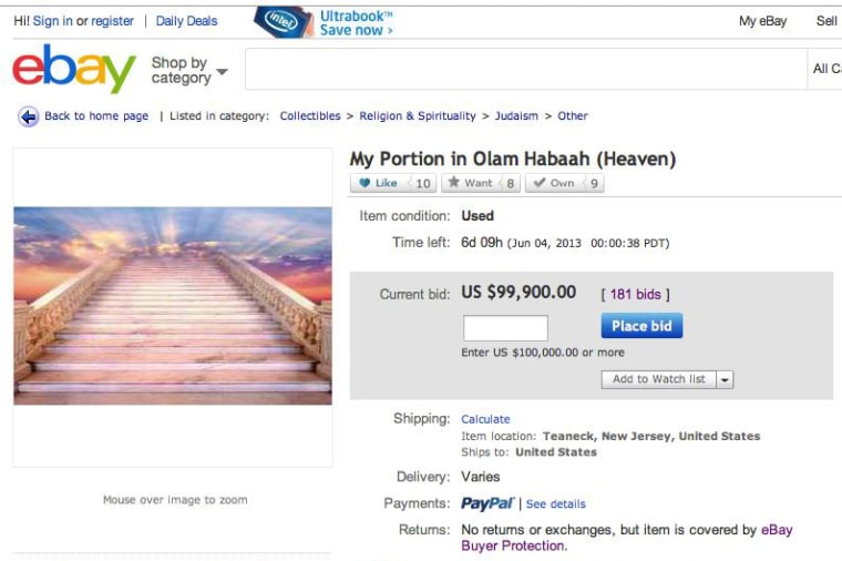 The eBay heaven offering, before it was taken down by eBay.