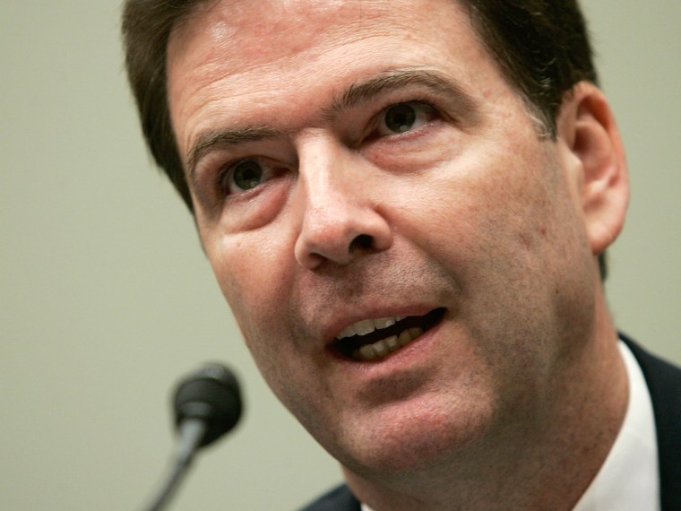 Former U.S. Deputy Attorney General James Comey testifies during a hearing before the House Commercial and Administrative Law Subcommittee of the Judiciary Committee May 3, 2007 on Capitol Hill in Washington, DC.