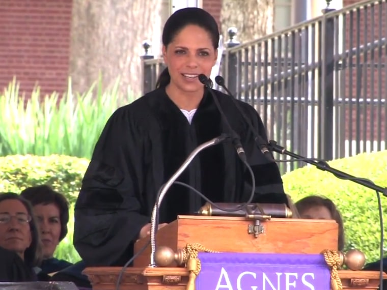 CNN correspondent Soledad O'Brien delivers commencement remarks at Agness Scott's on May 11. She encouraged graduates not to listen to naysayers.