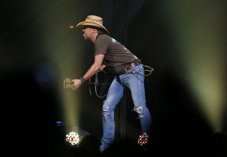 Country star Jason Aldean performs at the Boston Strong Concert.