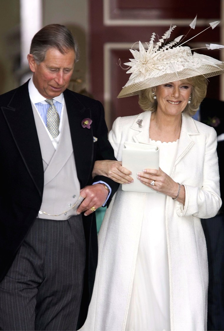WINDSOR, ENGLAND - APRIL 9: (NO UK SALES FOR 28 DAYS) HRH Prince Charles and Camilla Parker Bowles leave the Civil Ceremony for their marriage at The ...