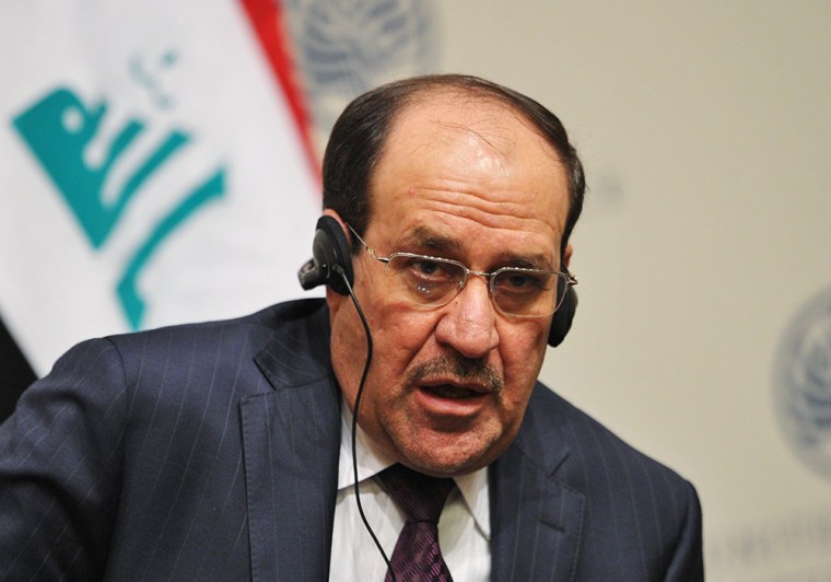 Iraqi Prime Minister Nouri al-Maliki speaks on US-Iraqi relations at the United States Institute of Peace in Washington.