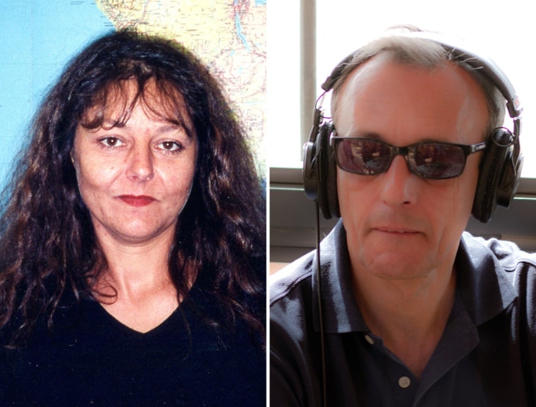 A photo released on November 2, 2013 by Radio France Internationale shows a combination of two pictures showing RFI journalists Ghislaine Dupont, left, and Claude Verlon who were found dead on November 2, 2013 after being kidnapped by armed men while working in Mali's far northeast.