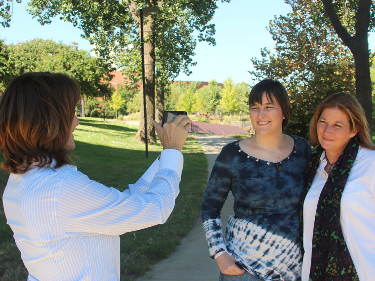 Dr. Nancy Snyderman takes a picture of her daughter, Kate, and Kateâ€™s birth mother, Cheryl Williams.