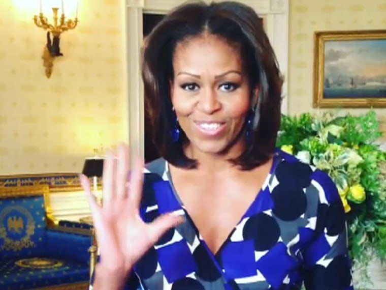 First lady Michelle Obama welcomed visitors to the White House as tours resumed Tuesday morning.