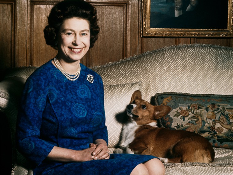 Image: Queen Elizabeth II is pictured with one of her many Corgis in 1970.