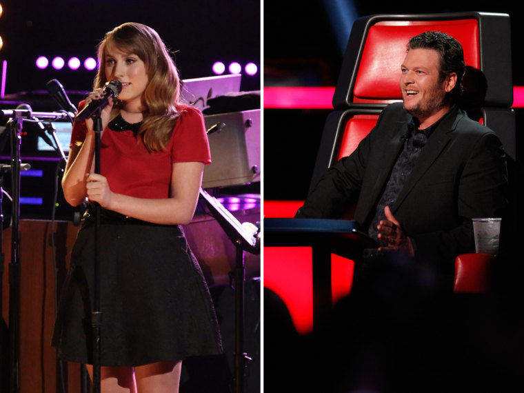 Image: Caroline Pennell and Blake Shelton on The Voice.