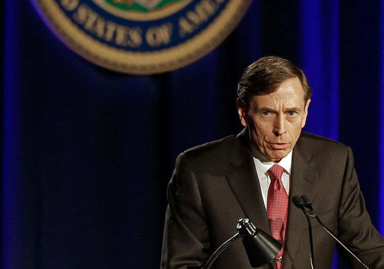 David H. Petraeus, former army general and head of the Central Intelligence Agency, speaks at the annual dinner for veterans and ROTC students at the University of Southern California, in downtown Los Angeles Tuesday, March 26, 2013.