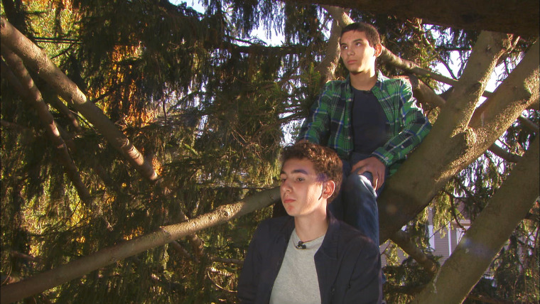 Noah Vargoshe, 12, (up top) and Nathan Vargoshe, 15, (below) have many memories of climbing the Norway spruce in their front yard while growing up but are excited to share it with the world in Rockefeller Center.