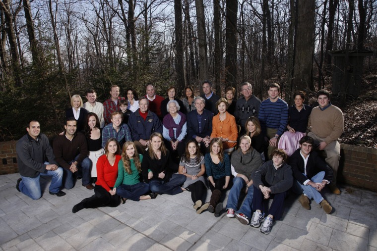 George P. Bush (second row, second from the left), is seen with his famous family in 2008.