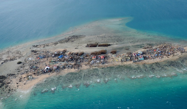 Victory Island off of the town of Guiuan in Eastern Samar province, central Philippines on Nov. 11, 2013, four days after Typhoon Haiyan struck.