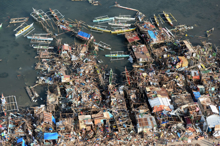 The aftermath of Typhoon Haiyan along the shore in the town of Guiuan in Eastern Samar province in the central Philippines, Nov. 11, 2013.