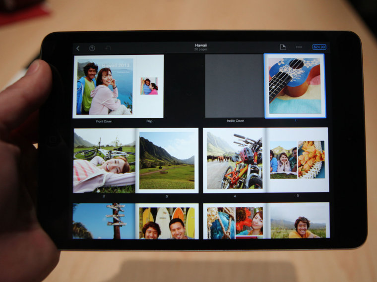 iPad Mini with Retina screen showing iPhoto