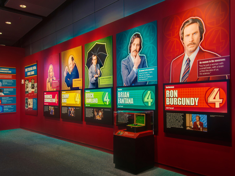The fictional Channel 4 news team's wall of fame.