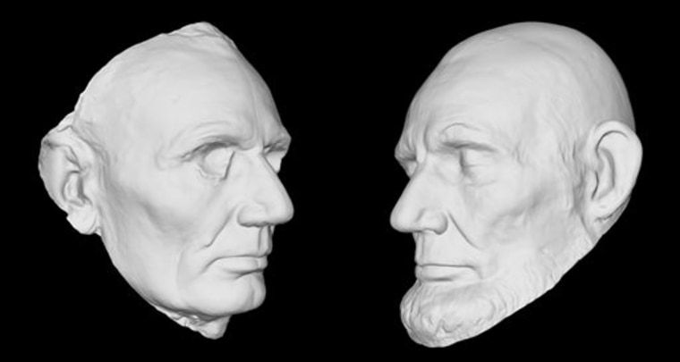 This undated handout image provided by the Smithsonian Institution shows a 3-D rendering of Abraham Lincoln’s life mask, held at the Smithsonian’s Nat...