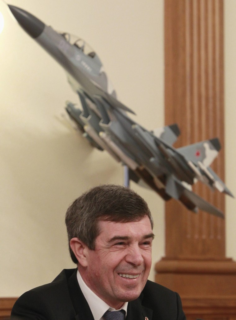 Rosoboronexport director Anatoly Isaikin attends a news conference in Moscow in this February 13, 2013 file photo.  To match Exclusive HELICOPTERS-RUSSIA/  REUTERS/Maxim Shemetov (RUSSIA - Tags: MILITARY POLITICS TRANSPORT)