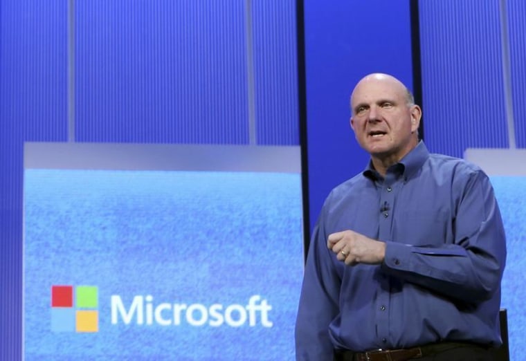 Microsoft CEO Steve Ballmer speaks during his keynote address at the Microsoft Build conference in San Francisco on June 26.