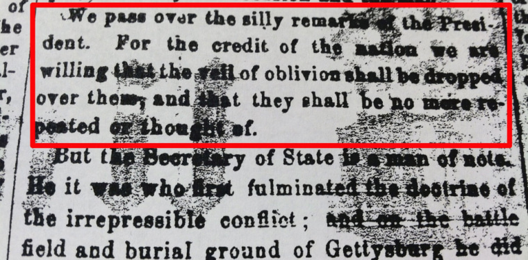A section of The Harrisburg Patriot & Union's Nov. 24, 1863, edition.