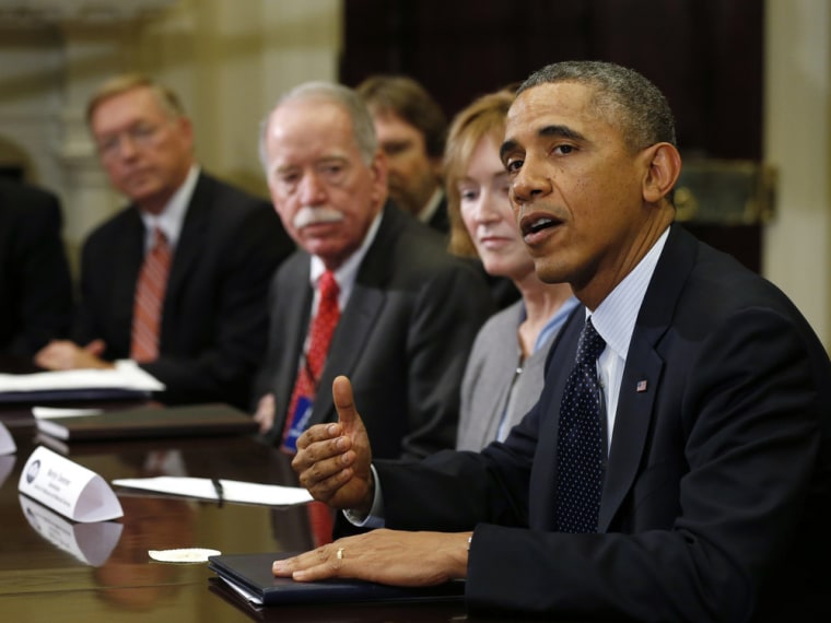 President Barack Obama meets with health insurance executives at the White House on Friday.