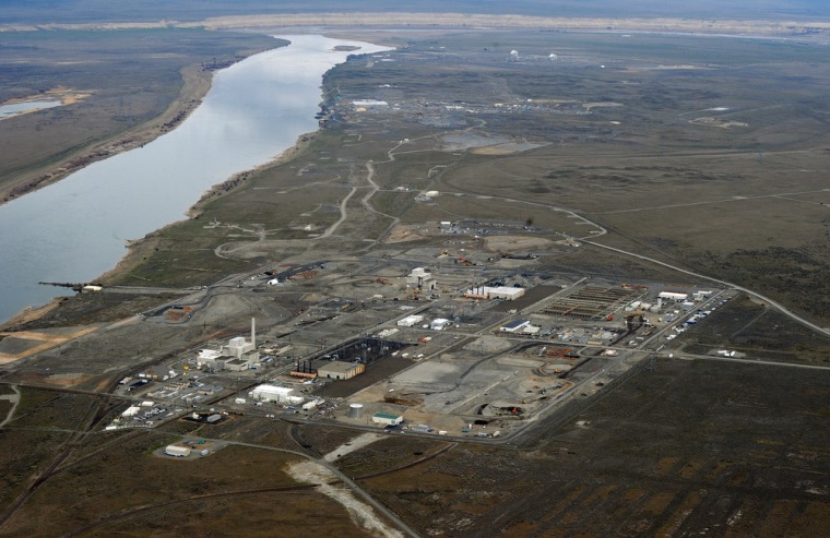 Aerial view shows the Hanford Site and its proximity to the Columbia River.