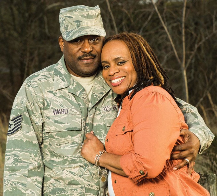 Alicia Hinds Ward coordinates a low-cost food program at Joint Base Andrews. Her family, including Air National Guard Tech. Sgt. Edwinston J. Ward, has trimmed its spending by 25 percent to prepare for another shutdown.