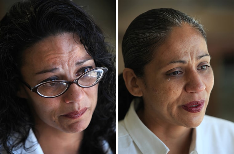 At left, Elizabeth Ramirez, and at right, Cassandra Rivera, two of four San Antonio women accused in 1994 of aggravated sexual assault of a child shown in Sept. 2012.