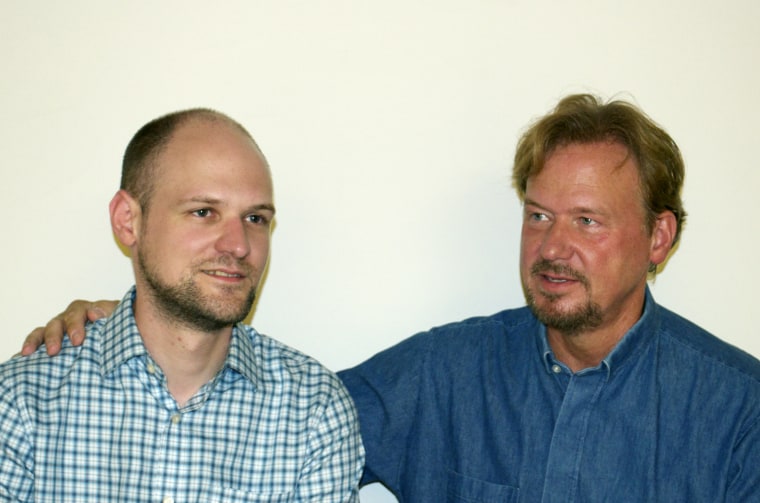 The Rev. Frank Schaefer, right, said he knew church law forbade him from officiating the wedding of his gay son Tim, left.