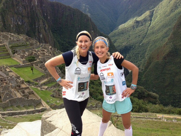Winter Vinceki and mom Dawn Estelle after the Inca Trail Marathon