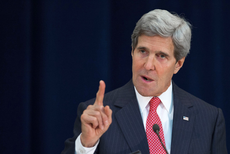 Secretary of State John Kerry speaks at an international security forum at the State Department on Wednesday.