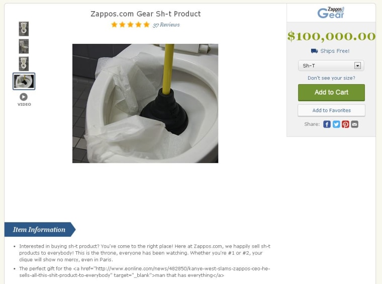 Kanye West Zappos Feud: Shoe Retailer Sells $100,000 Toilet