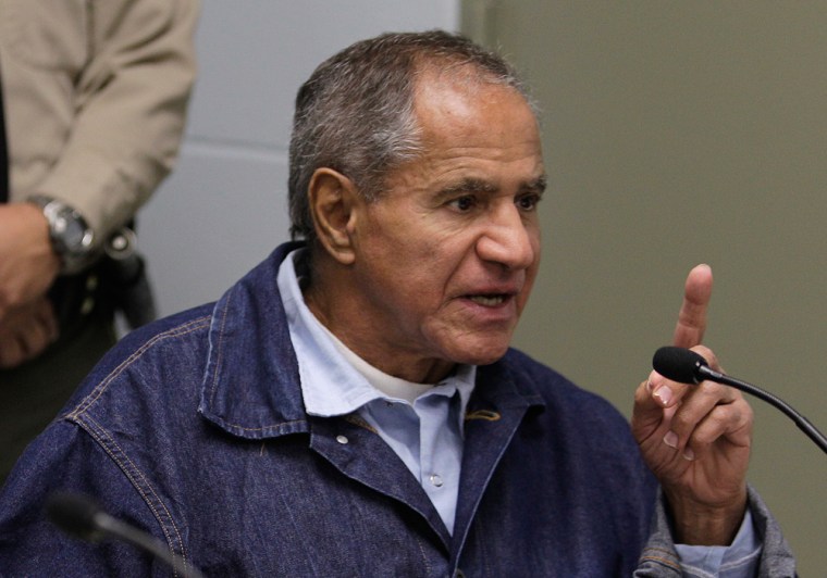Sirhan Sirhan was convicted of assassinating Sen. Robert F. Kennedy in 1968. He is shown at a parole board hearing in 2011. Parole was denied.